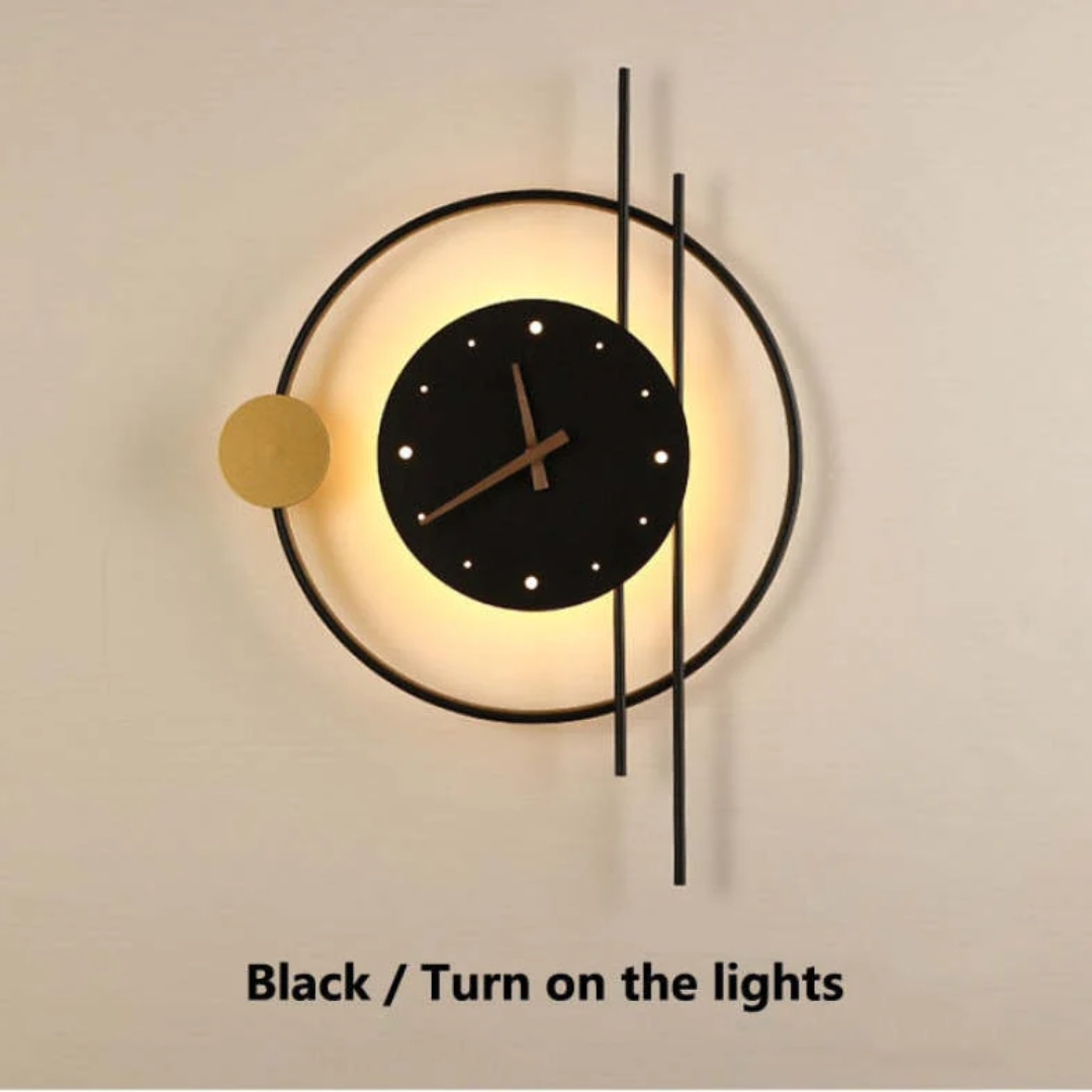 Moderne LED-væglampe med ur - Chronos