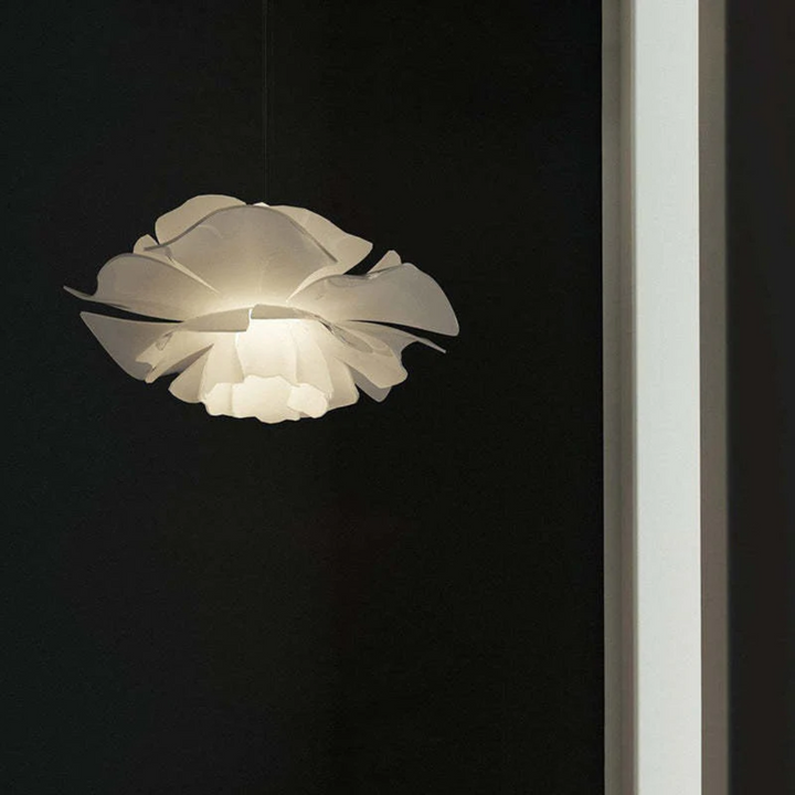 Design Hængelampe Blomst Hvid Metal - Sophia