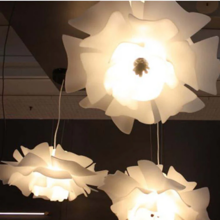 Design Hængelampe Blomst Hvid Metal - Sophia