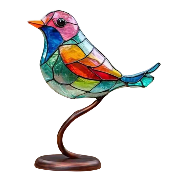 Farvede fugle på en gren - dekorativ skulptur - ColorBirds