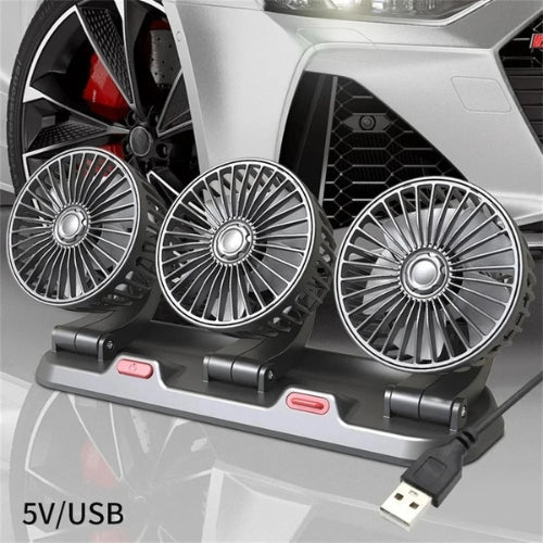 360° Justerbar 3-hoved bilventilator USB/12V/24V – AirFlow