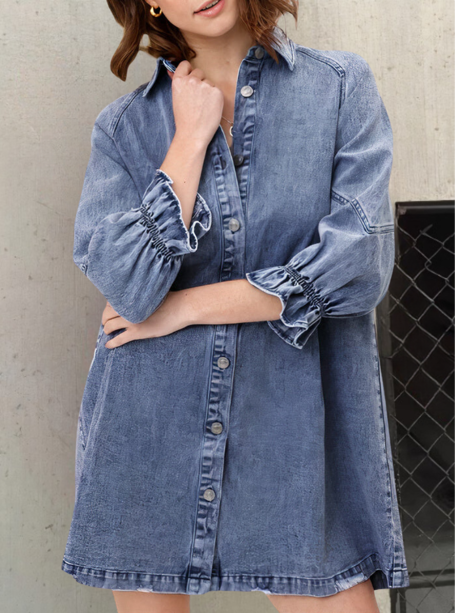 Denimkjole med lange ærmer – Noor