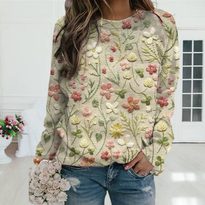Trendy damestrøje med blomsterprint - Ava