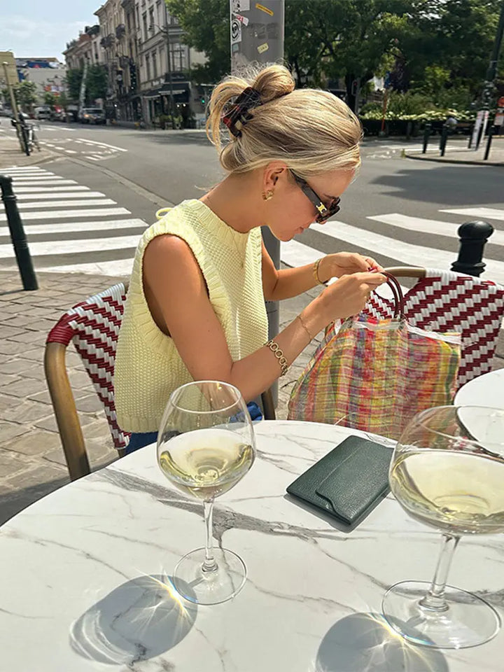 Gul Dame Striktop med Let Strikkestruktur – Eliza