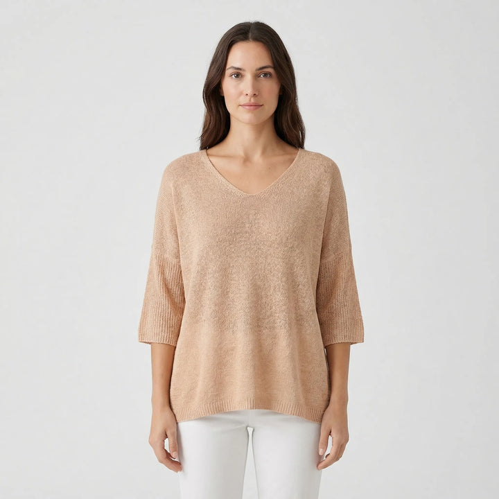 V-Neck Knit Top With Half Sleeves - Kristine