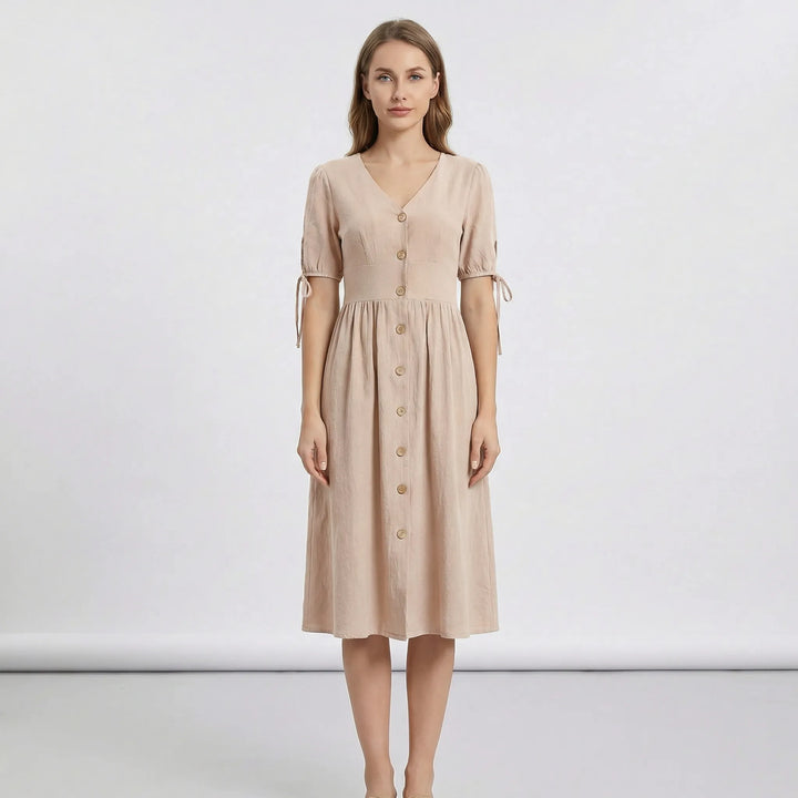 V Ausschnitt Midikleid Mit Knopfleiste - Maxine