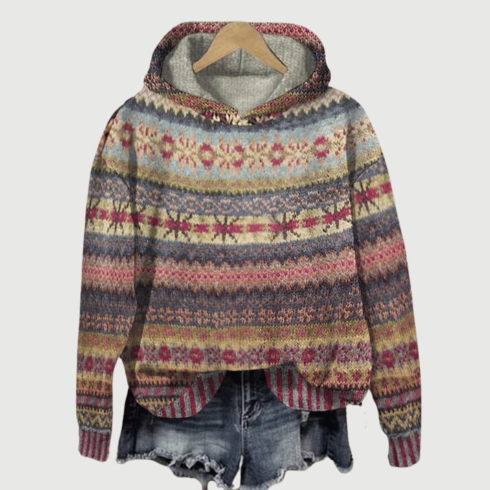 Varm Dame Hoodie med mønster – Freya