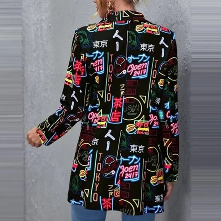Vintage casual blazer med uregelmæssigt print - Aria