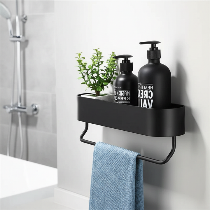Wandmontiertes Metallregal Schwarz - BathEdge