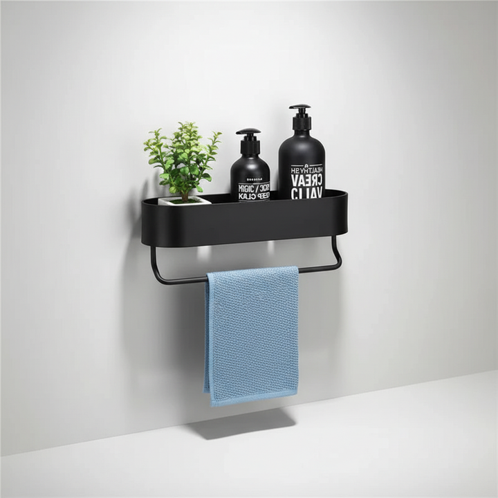 Wandmontiertes Metallregal Schwarz - BathEdge