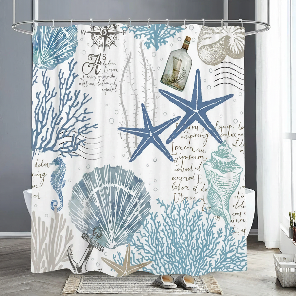 Wasserabweisender Polyester Duschvorhang - StarfishDream