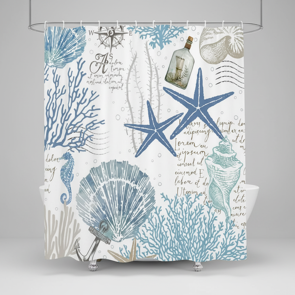 Wasserabweisender Polyester Duschvorhang - StarfishDream