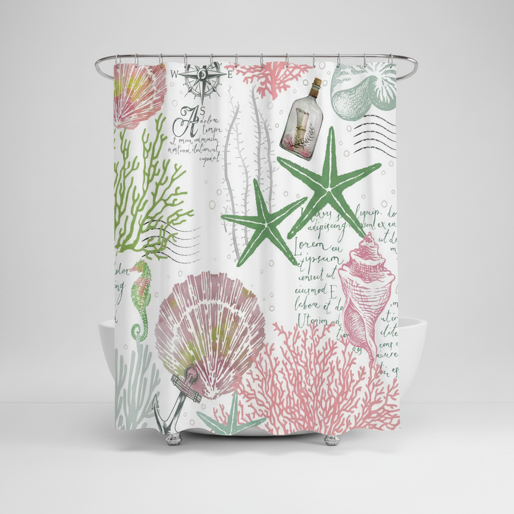 Wasserabweisender Polyester Duschvorhang - StarfishDream