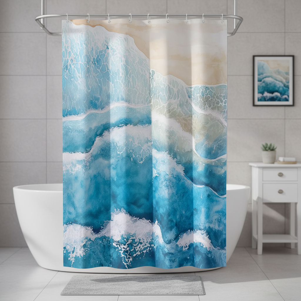 Wasserdichter Polyester Duschvorhang - Coastella