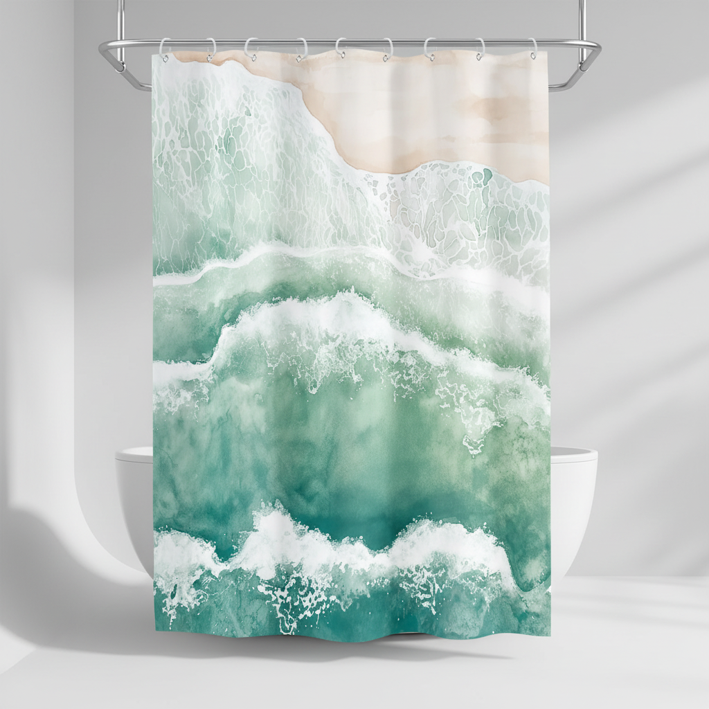 Wasserdichter Polyester Duschvorhang - Coastella