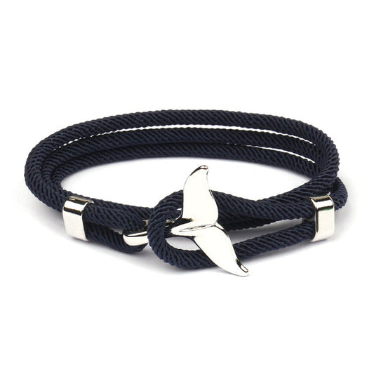Armband Herren, mehrlagig, Walflosse-Anhänger, marineblau, Edelstahl, modisch, Geschenkidee.