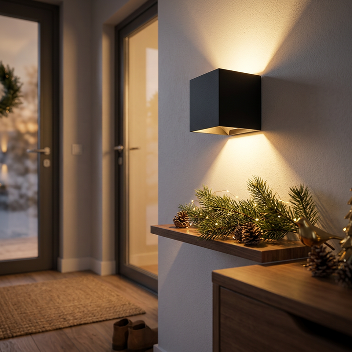 Firkantet trådløs væglampe med varmt LED-lys