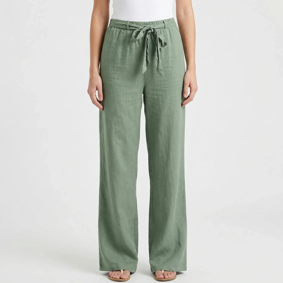 Wide-Leg Tie-Waist Women's Trousers - Laverne