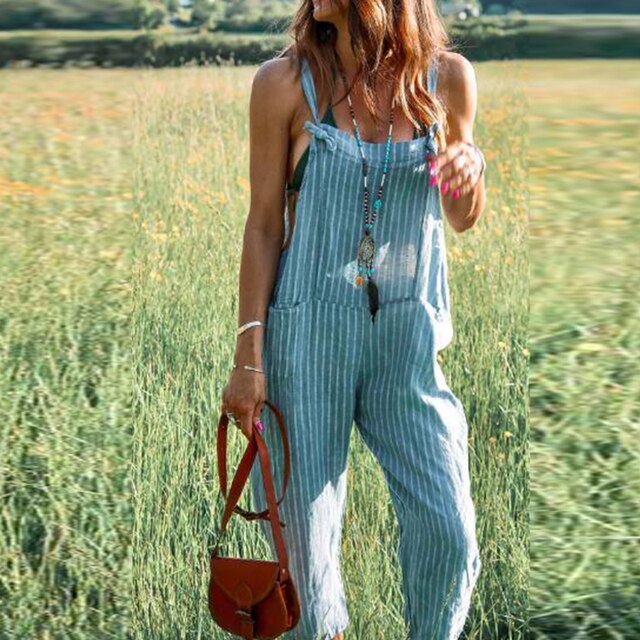 Sommerjumpsuit til damer med justerbare stropper og afsmalnende ben – Mireya