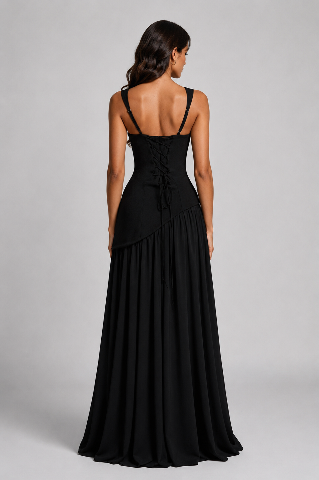 Sculpted Draped Satin-Feel Maxi Dress 12