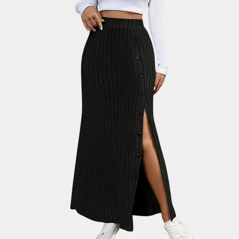 Ribbet maxi-nederdel – Selina