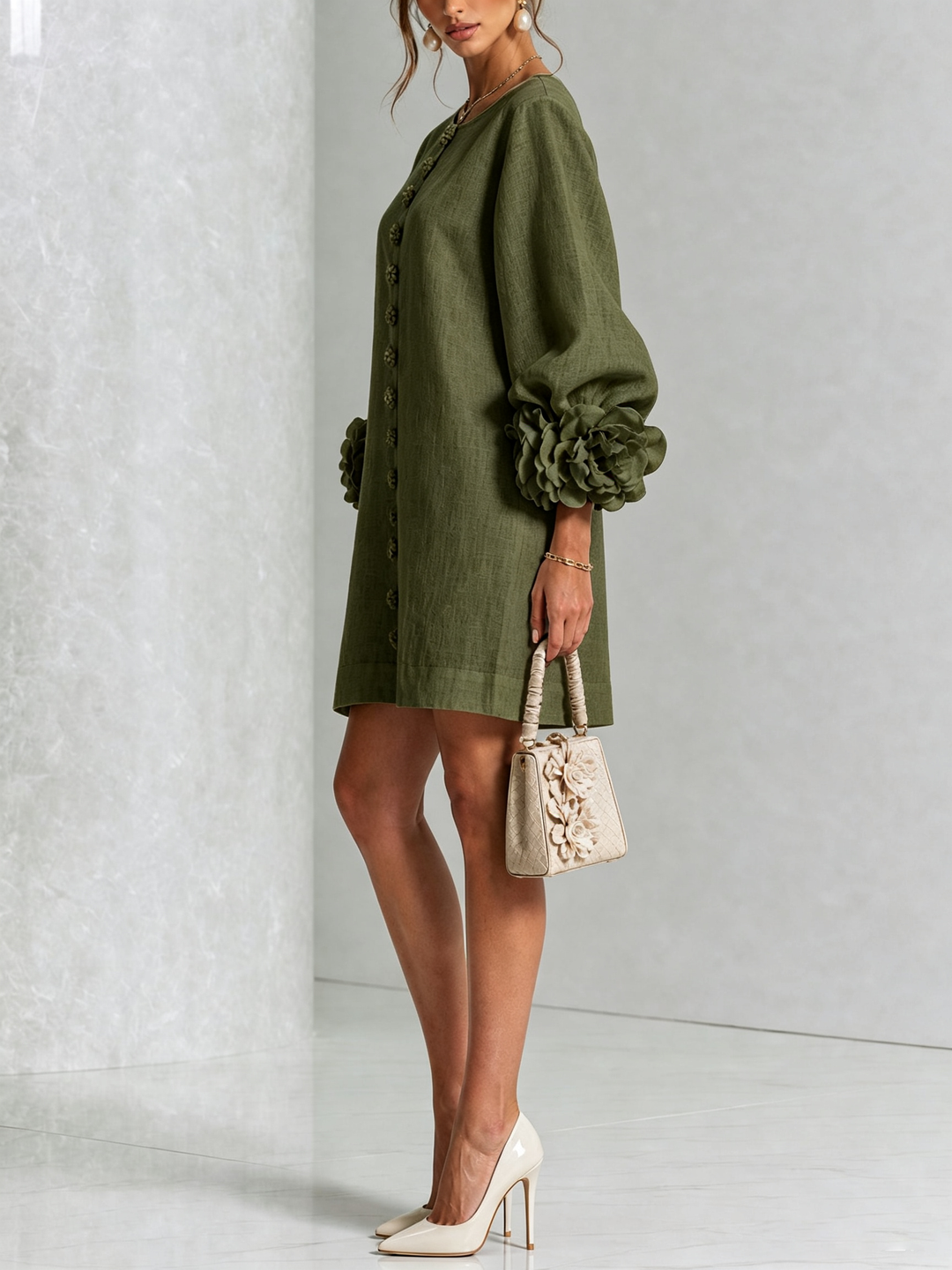 Boryana Colorful Mini Dress with Statement Ruffled Cuffs 8