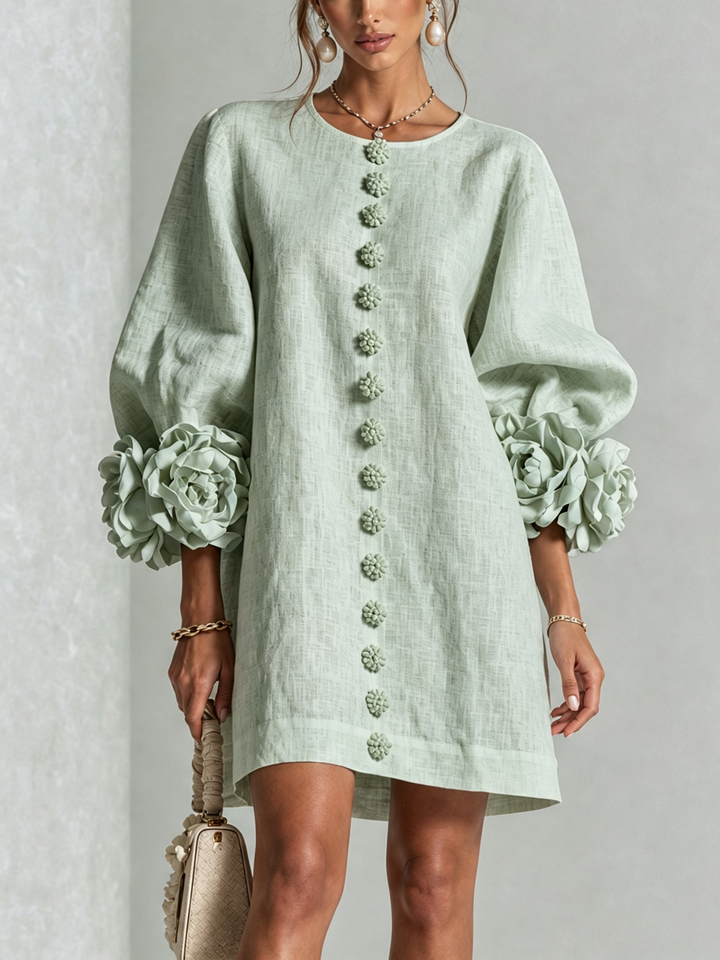 Boryana Colorful Mini Dress with Statement Ruffled Cuffs 31