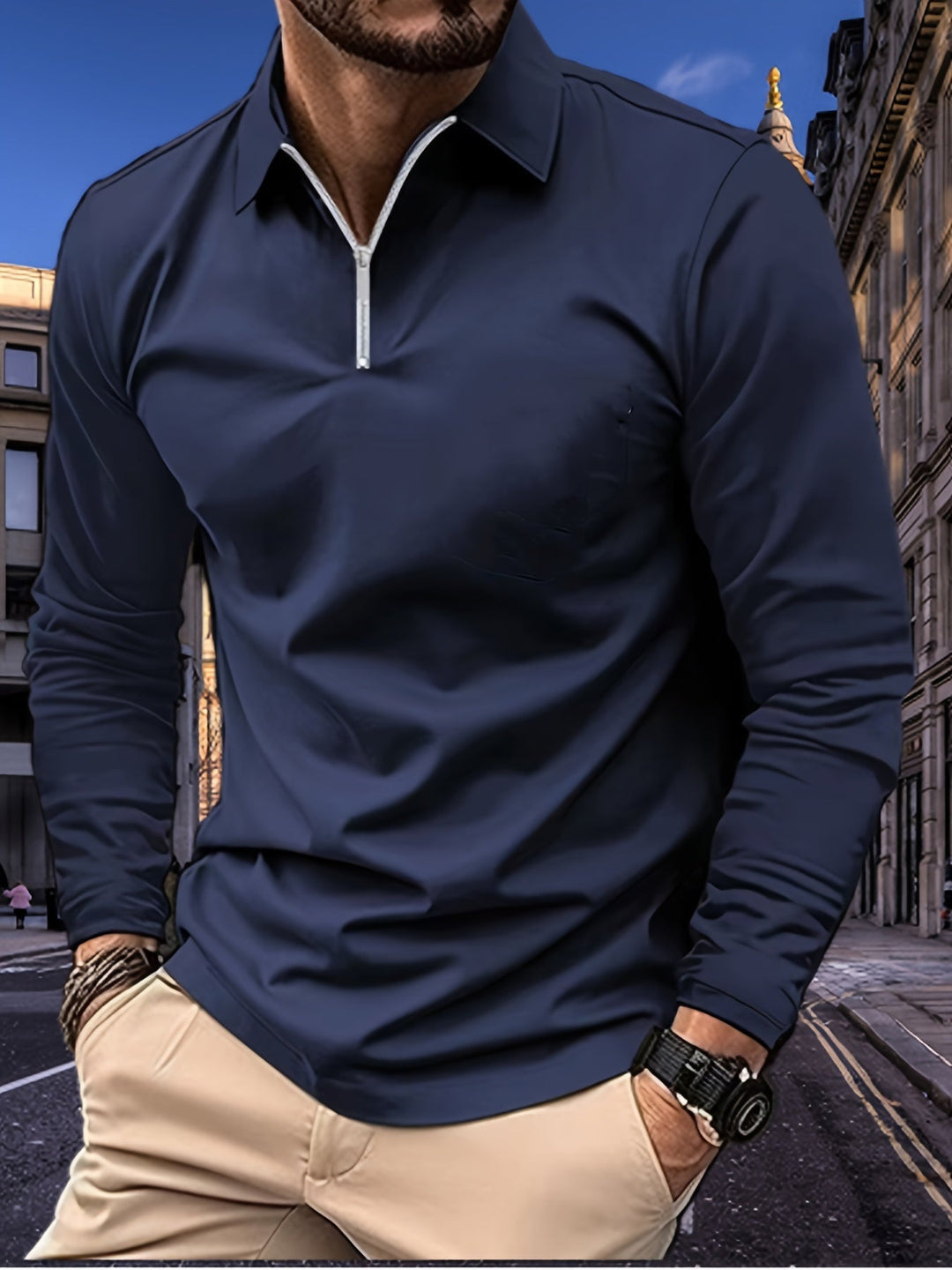 Basic herre-T-shirt med lange ærmer - Lucas