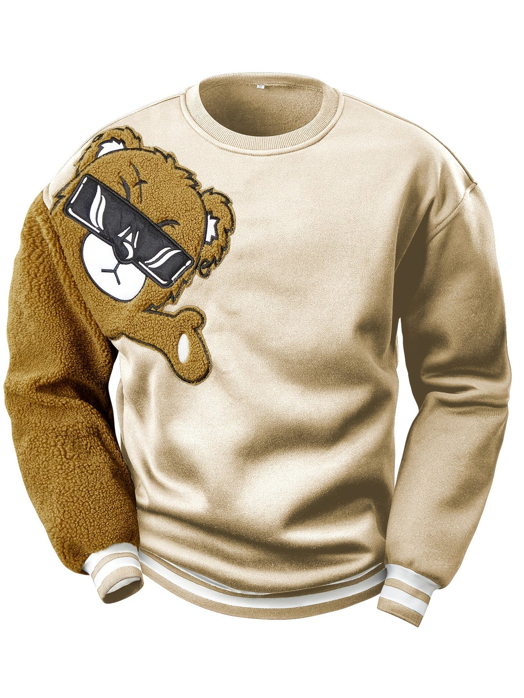 Herre-sweatshirt med broderet tegneseriebamse - Jasper