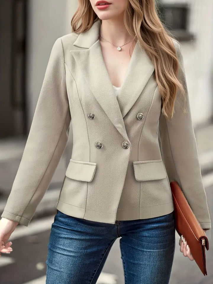 Ensfarvet dobbeltradet blazer - Victoria