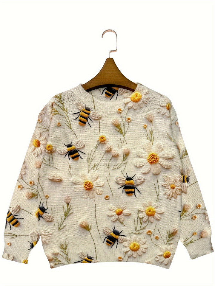 Trendy damesweater med bimønster - Sophie
