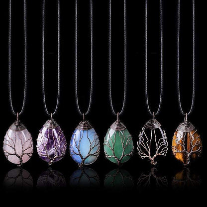 Handgemachte Amethyst Tropfen Halskette, Boho-Stil, Silberdraht, Edelstein, Schmuck.