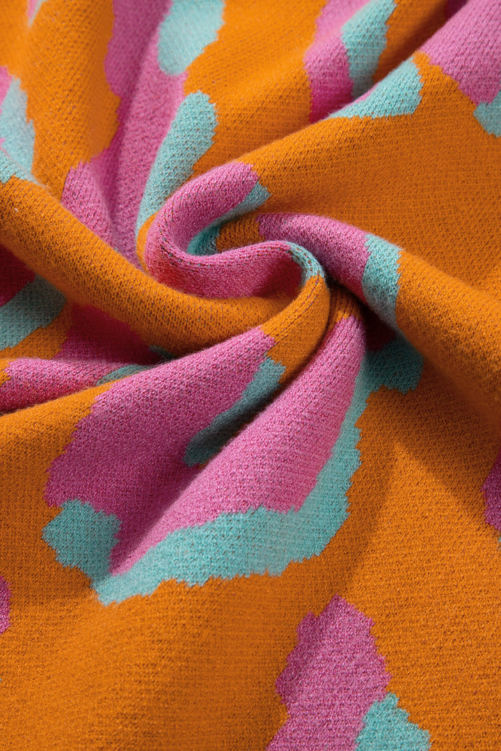 Dame sweater med farveblok kængurummønster og rund halsudskæring – Liora