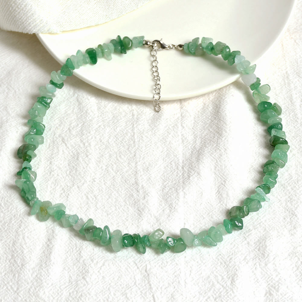 Grüne Aventurin-Halskette, Edelstein, handgefertigt, Schmuck, Damen, Geschenk, elegant