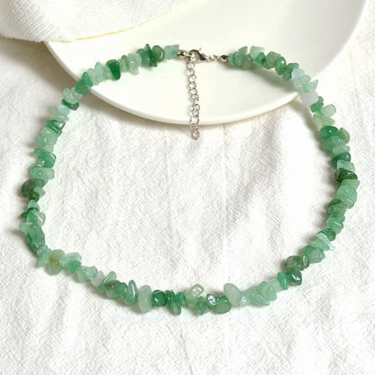 Grüne Aventurin-Halskette, Edelstein, handgefertigt, Schmuck, Damen, Geschenk, elegant