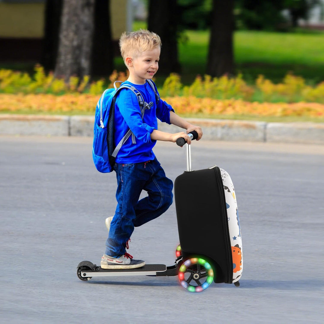 Børns 2-i-1 ride-on-scooter-kuffert med LED-hjul