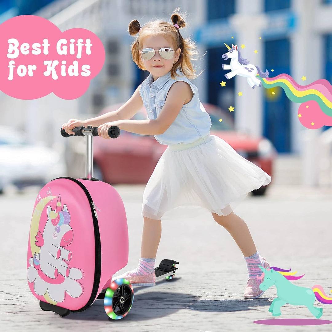 Børns 2-i-1 ride-on-scooter-kuffert med LED-hjul