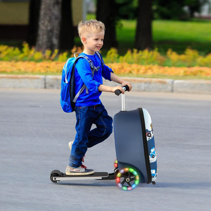 Børns 2-i-1 ride-on-scooter-kuffert med LED-hjul