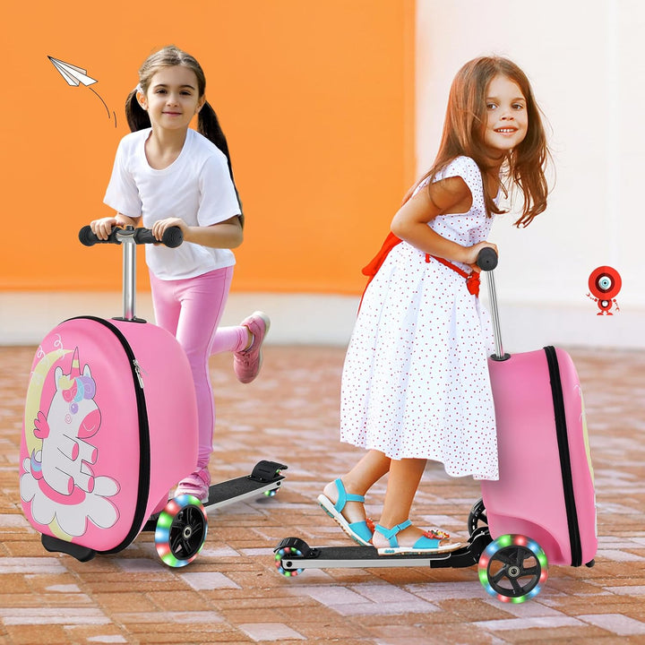 Børns 2-i-1 ride-on-scooter-kuffert med LED-hjul