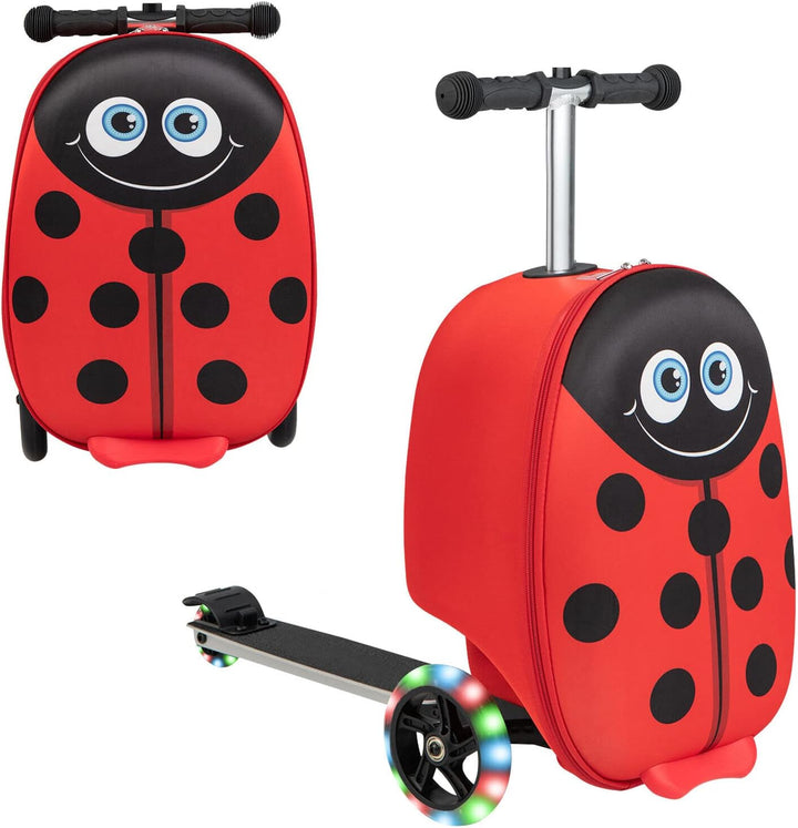 Børns 2-i-1 ride-on-scooter-kuffert med LED-hjul