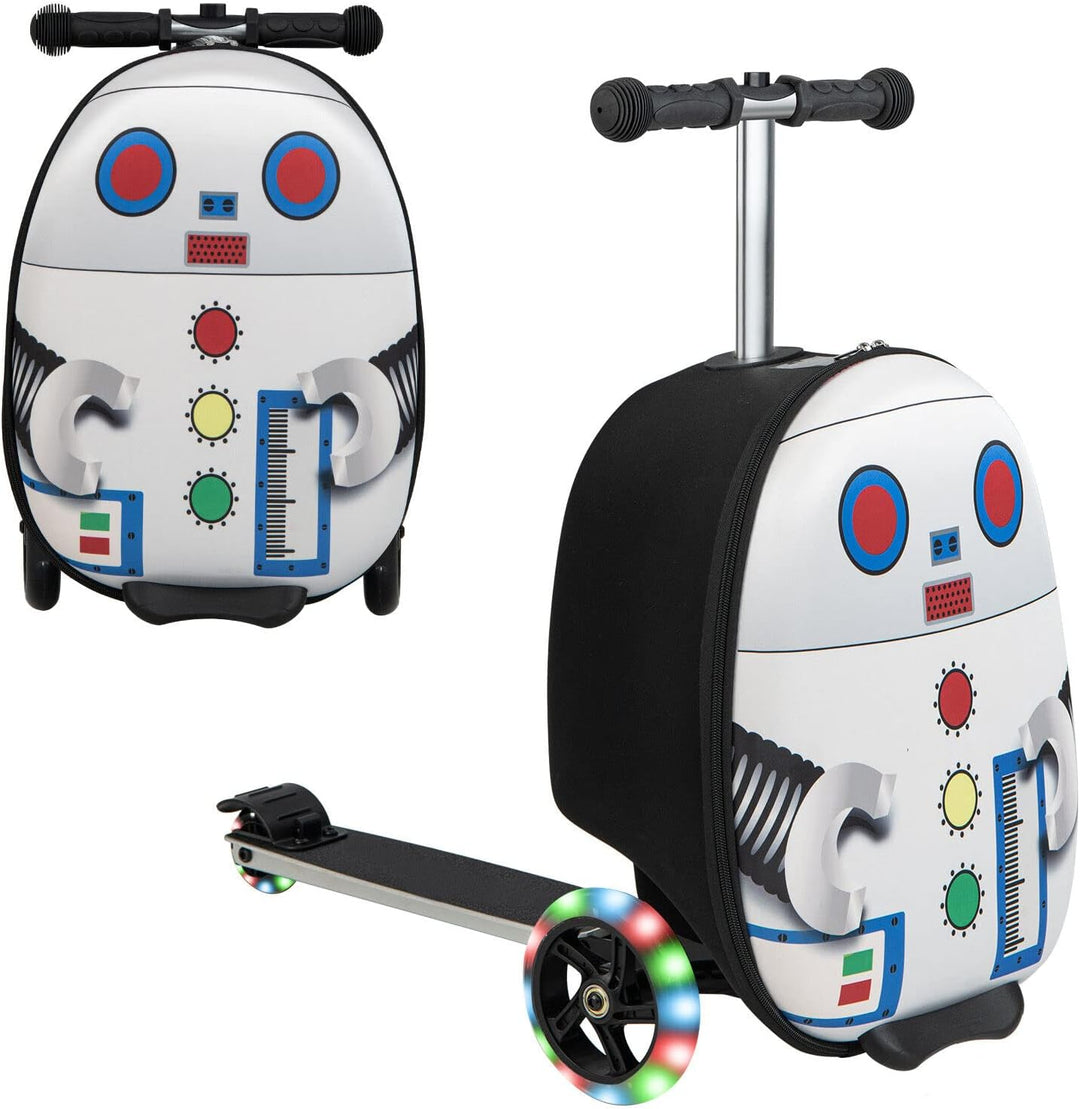 Børns 2-i-1 ride-on-scooter-kuffert med LED-hjul