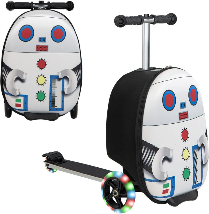 Børns 2-i-1 ride-on-scooter-kuffert med LED-hjul