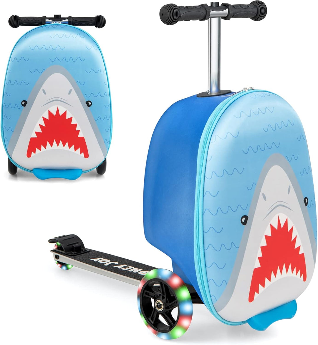 Børns 2-i-1 ride-on-scooter-kuffert med LED-hjul