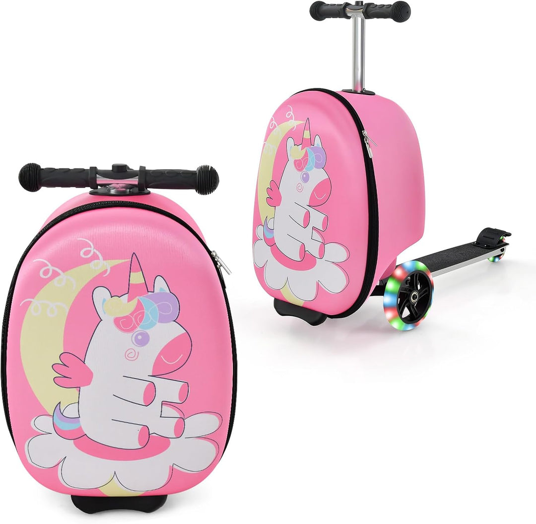 Børns 2-i-1 ride-on-scooter-kuffert med LED-hjul