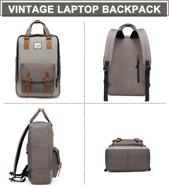 15,6” vandtæt vintage laptop-rygsæk med organiseringslommer – UrbanEase