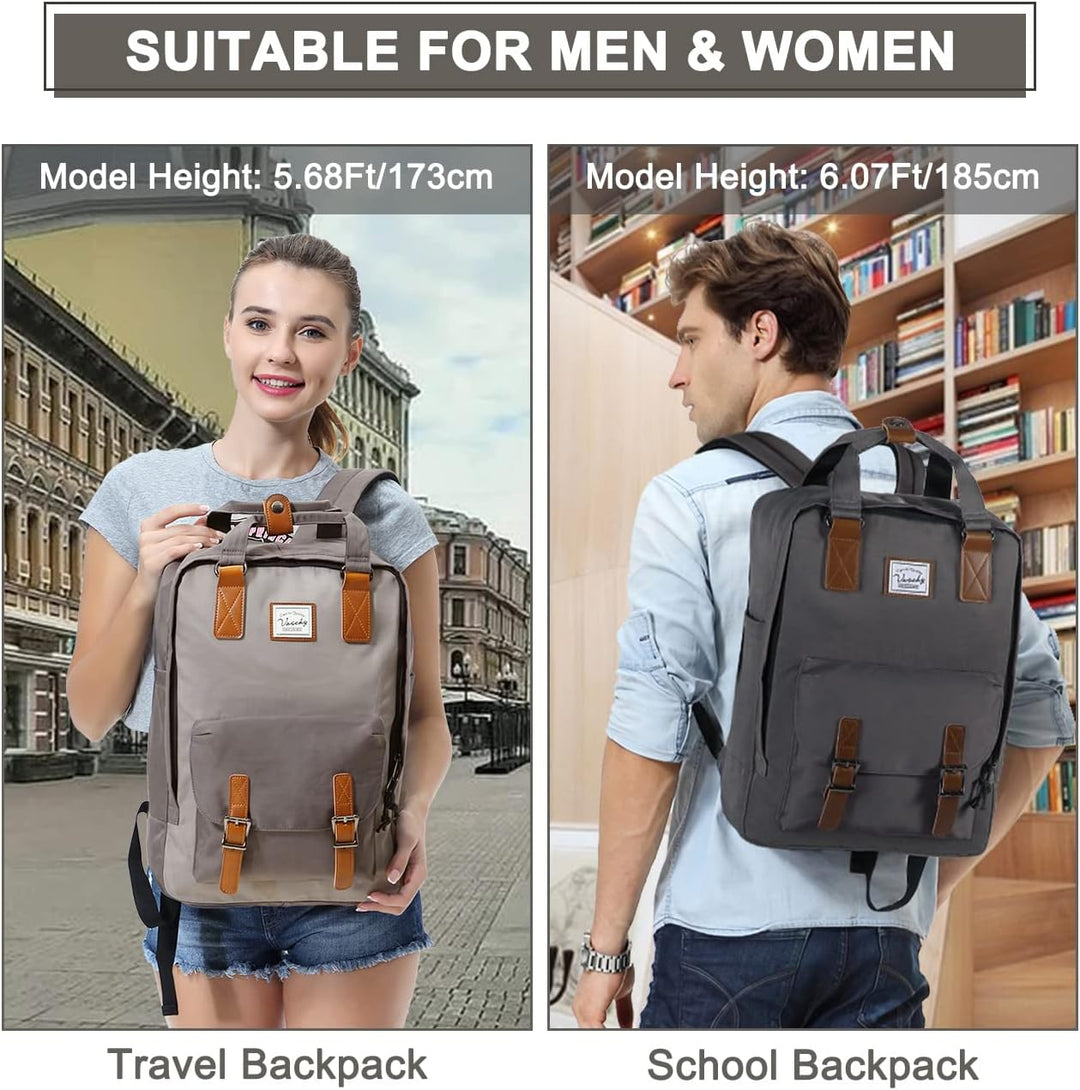 15,6” vandtæt vintage laptop-rygsæk med organiseringslommer – UrbanEase