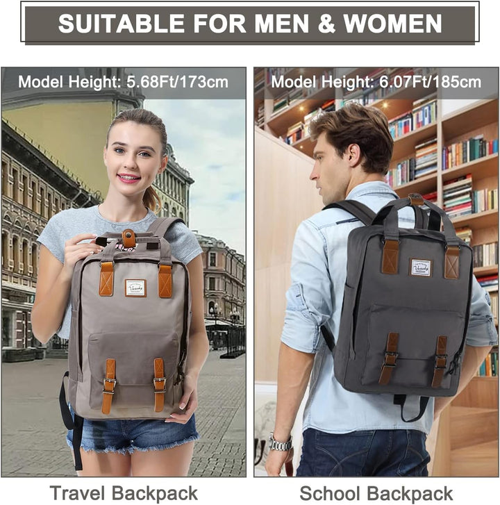 15,6” vandtæt vintage laptop-rygsæk med organiseringslommer – UrbanEase