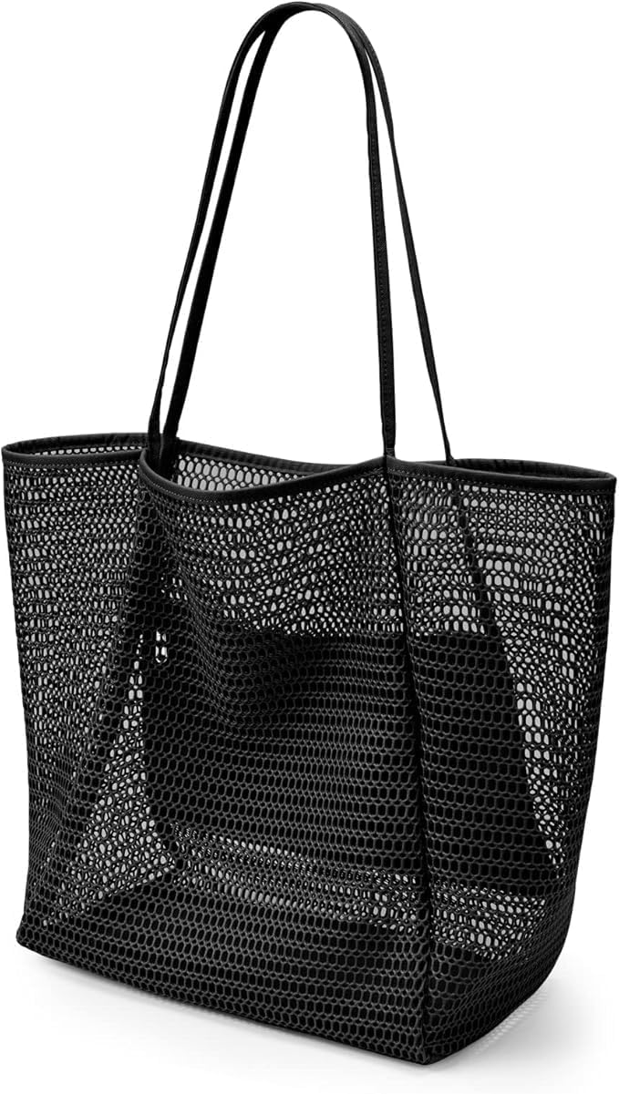 Foldbar mesh-strandtaske med indvendig lomme – Køb 1, få 1 GRATIS