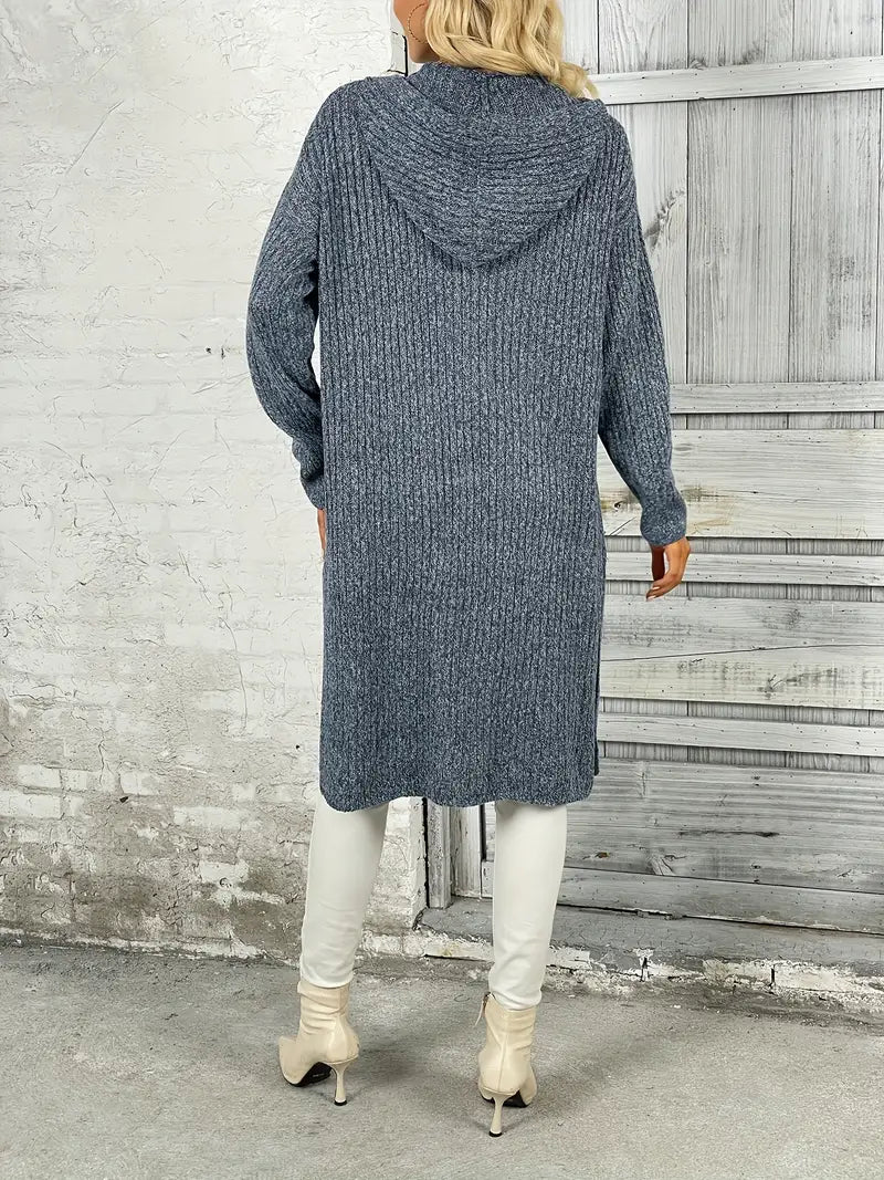 Lang dame strik cardigan til efterår & vinter - Elara