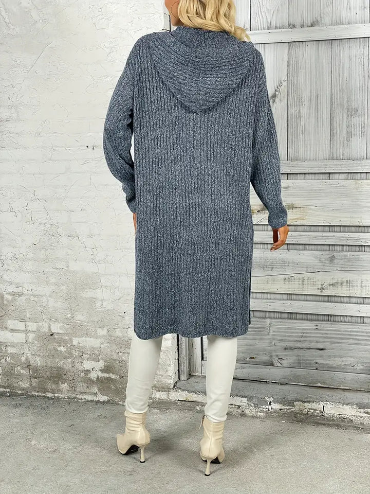 Lang dame strik cardigan til efterår & vinter - Elara
